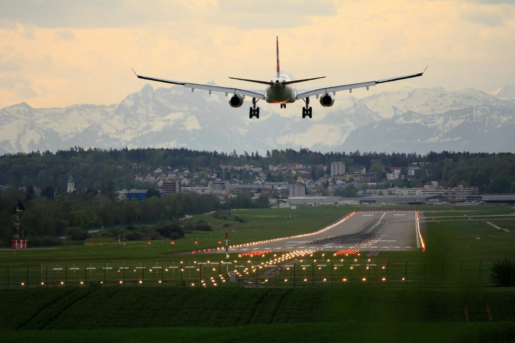 plane coming into runway